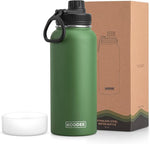 Load image into Gallery viewer, Koodee Insulated Water Bottle, 32 oz Stainless Steel Double Wall Vacuum Wide Mouth Sport Bottle with Leakproof Spout Lid (Grass Green)