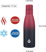 Load image into Gallery viewer, BJPKPK Insulated Water Bottle 17oz Stainless Steel Water Bottles Diashwasher Safe Reusable Metal Thermal Keep Cold and Hot,Charming Black Red