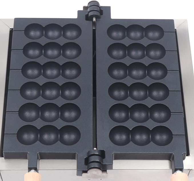 1.4kw Waffle Stick Making Machine, 14.8x12.9x8.8in Electric Waffles Making Machine, Desktop Stainless Steel Waffle Making Machine with 6 Waffles, 122-572℉, Dual Separate Knobs, Timer(0-5min)