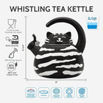 Load image into Gallery viewer, Whistling Tea Kettle for Stove Top Enamel on Steel Teakettle, Supreme Housewares Black Cat Design Teapot Water Kettle Cute Kitchen Accessories Teteras (2.1 Quart, Black Cat)