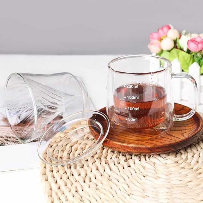 TaiLake Coffee Self Brewing Cup - Perfect for Single Serve Coffee - Experience the Art of One Cup Pour Over Coffee Maker(Vortex Filter Set)