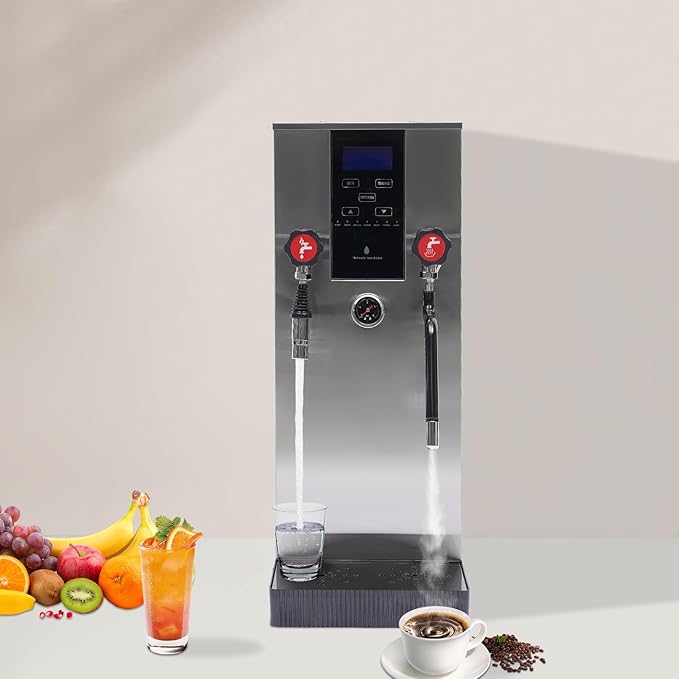 110V 2500W Commercial Milk Frother,Automatic Steam Boiling Water Machine with LED Display,12L Boiling Water Frothing Machine Milk Foam Maker for Espresso Coffee