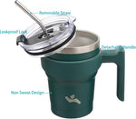 Load image into Gallery viewer, 10 oz Tumbler with Handle and 2 Straw 2 Lid, Insulated Water Bottle Stainless Steel Vacuum Cup Reusable Travel Mug,Army Green