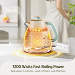 Load image into Gallery viewer, Hazel Quinn Retro Electric Kettle - 1.7 Liters / 57.5 Ounces Tea Kettle with Thermometer, All Stainless Steel, 1200 Watts Fast Boiling, BPA-free, Cordless, Automatic Shut Off - Mint Green