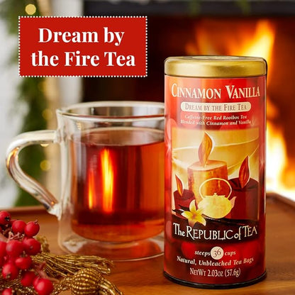 The Republic of Tea — Cinnamon Vanilla, Dream by the Fire Tea, 36 Tea Bags, Caffeine-Free