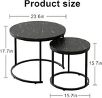 Load image into Gallery viewer, aboxoo Round Nesting Coffee Table Side Set of 2 End Tables for Living Room Bedroom Balcony,Black Faux Marble Wooden Table 23.6IN Accent Large Coffee Table with Steel Frame