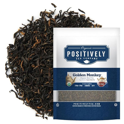 Organic Positively Tea Company, Golden Monkey Black Tea, Loose Leaf, 16 Ounce