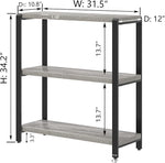 Load image into Gallery viewer, FOLUBAN 3 Tier Bookshelf, Industrial Wood and Metal Book Shelf and Bookcase, Short Book Case for Office Living Room Bedroom, Light Grey