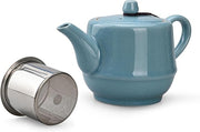 Teapot with Infuser Ceramic Tea Pot with Removable Stainless Steel Fliter for Loose Tea 15.80 OZ/450ml (1-2cups) Teapots for Tea Coffee Milk for Office Home Men Women as Gift(Sky Blue)