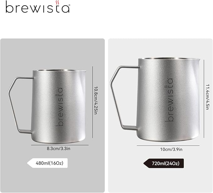 Brewista Precision Milk Frothing Pitcher, Steaming Jug, Coffee, Espresso Machine Accessories for Barista, Latte Art, Cappuccino, Stainless Steel Cup, 16 oz/480 ml, Silver
