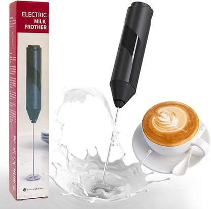 YARRAMATE Electric Milk Frother Wand, Fast Battery Operated Coffee Mixer, Handheld Drink Stirrer, Whisk Foam Maker for Lattes, Cappuccino, Matcha, Hot Chocolate (Black)