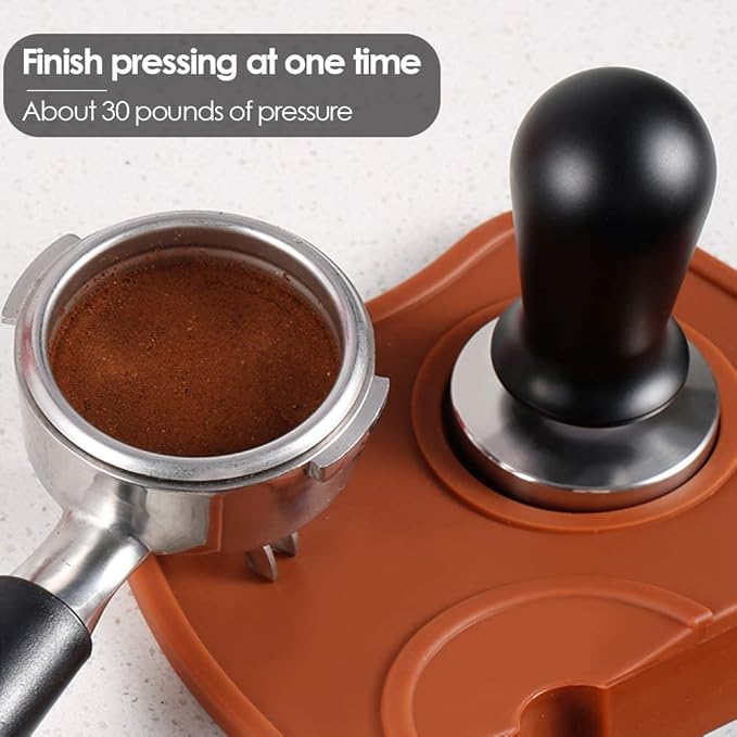 58mm Coffee Tamper Stainless Steel Espresso Tamper with Spring Loaded Coffee Calibrated Tamper Flat Base Barista Office Family Espresso Coffee Maker Accessories(with Spring, 58mm)