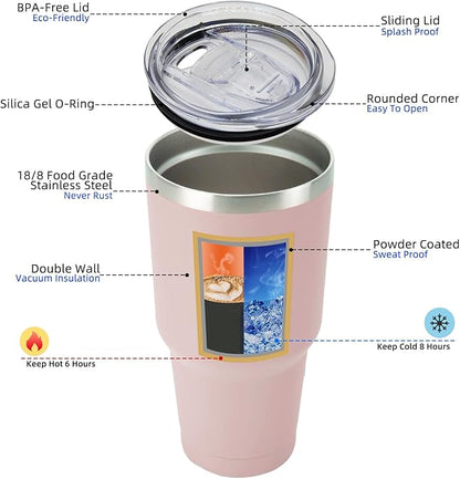 BJPKPK 30 oz Tumbler Cups With Lid And Straw Stainless Steel Double Wall Vacuum Insulated Tumblers For Women and Men Apricot
