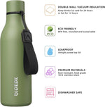 Load image into Gallery viewer, BJPKPK Insulated Water Bottles, 18 oz Stainless Steel Metal Water Bottle with Strap, BPA Free Leak Proof Jugs, Mugs, Flasks, Reusable Thermal Flasks for Sports &amp; Travel, Forest Green
