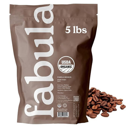 Fabula Coffee Medium Roast Whole Beans - Organic - Low Acid - Single Origin - Non-GMO - Mold Free - 80 Ounces