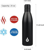 Load image into Gallery viewer, BJPKPK 25oz Insulated Stainless Steel Water Bottles Reusable Metal Travel Sports Water Bottle Keep Cold and Hot,Midnight Black