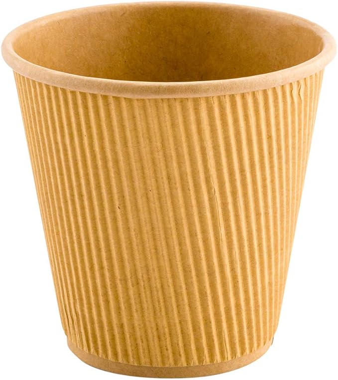 Restaurantware 8 Ounce Double Wall Disposable Coffee Cups, 500 Insulated Kraft Paper Tumblers with Ripple Wall Design, Lids Sold Separately for Hot Drinks like Tea, Hot Chocolate, and More