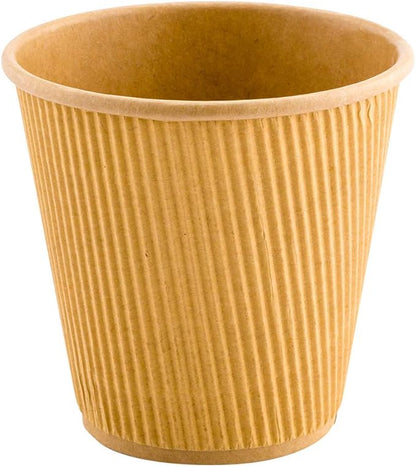 Restaurantware 8 Ounce Double Wall Disposable Coffee Cups, 500 Insulated Kraft Paper Tumblers with Ripple Wall Design, Lids Sold Separately for Hot Drinks like Tea, Hot Chocolate, and More