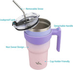 Load image into Gallery viewer, 40 oz Tumbler with Handle and 2 Straw 2 Lid, Insulated Water Bottle Stainless Steel Vacuum Cup Reusable Travel Mug,Pastel Sunset