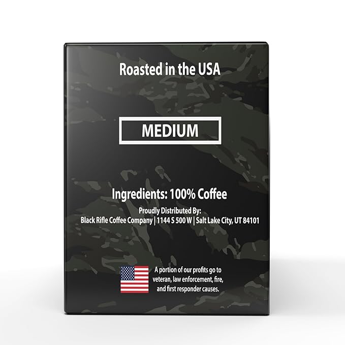 Black Rifle Coffee Company Just Black, 12 Count, Medium Roast K Cups - Single Serve K Cups Coffee Pods - Kcup Pods Compatible with Keurig 1.0 & 2.0 - Made from Arabica Beans