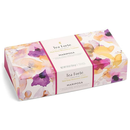 Tea Forte Mariposa Premium Tea Petite Presentation Box Tea Gift Sampler, 10 Count, 1 of Each Variety Individually Wrapped Handcrafted Pyramid Infuser Bags