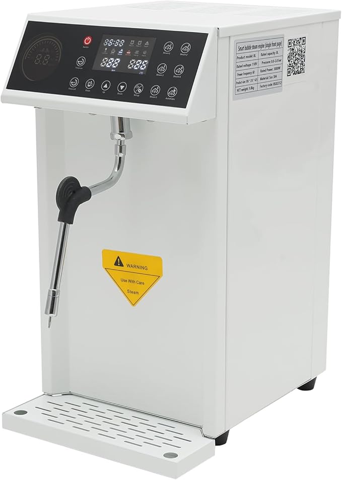 Commercial Steam Milk Frother, Fast Heating Milk Steamer Machine, Stainless Steel Multi-Purpose Electric Milk Foam Maker, for Coffee, Milk, Bubble Tea, 8L