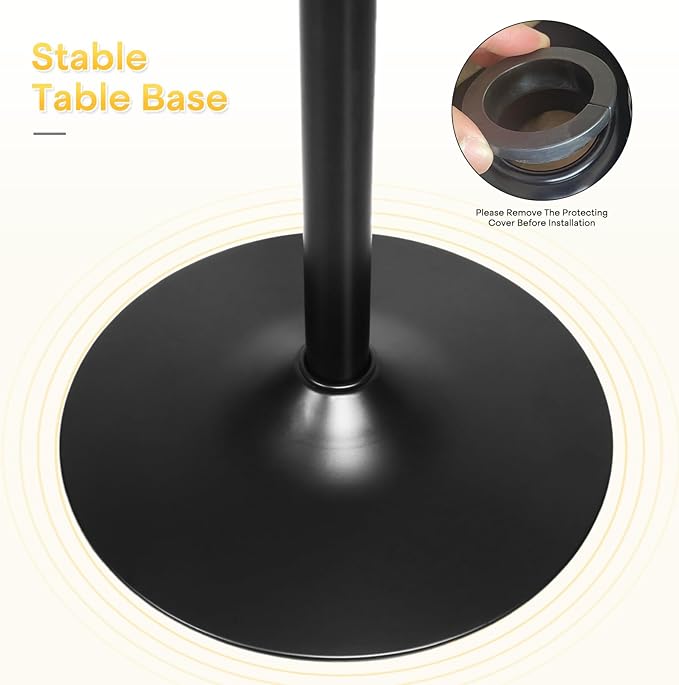 Athena Collection Bar Table Modern Round Cocktail Table Height Adjustable, Tall Bistro Pub Table with Sturdy Base, Suitable for Home, Kitchen, Pub, Restaurant, Yellow