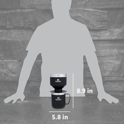 Stanley Perfect Brew Pour Over Set | 12 oz Camp Mug with Lid Included | Drip Coffee Maker with Reusable Filter | Insulated Stainless Steel | BPA-Free | Matte Black