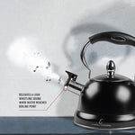Load image into Gallery viewer, Emeril Lagasse 2.6 Quart/2.5 Liter Whistling Tea Kettle, Stainless Steel Tea Pot for Induction Stove Top, Fast to Boil Water for Home Kitchen Condo, with Ergonomic Cool Folding Grip Handle, Black
