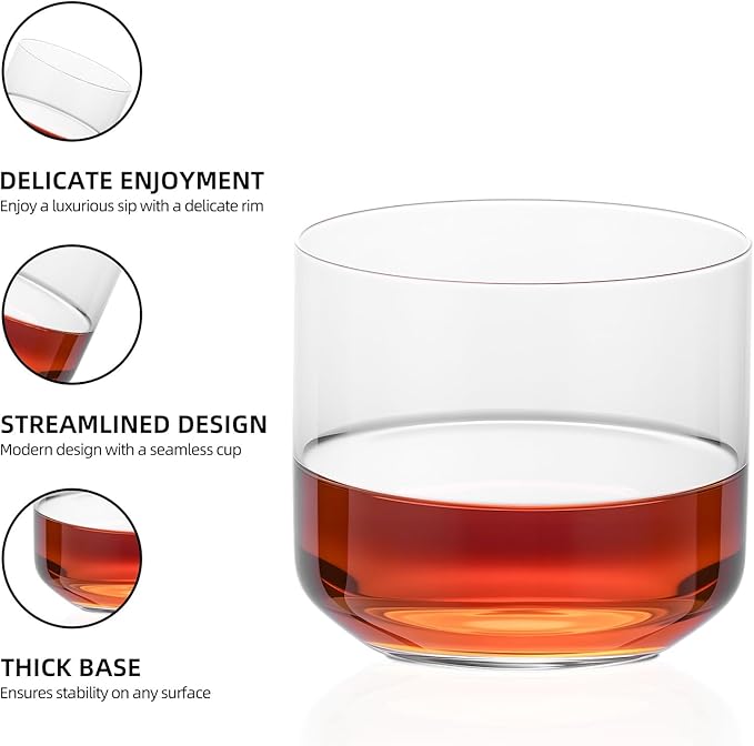 KAMMAK Large Thick Glass Tumbler, 11.12 oz (330 ml) Heavy Duty Cup with Delicate Rim & Stable Base, Seamless Modern Design for Beer, Juice, Iced Coffee & Daily Drinking