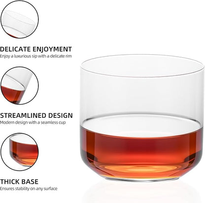 KAMMAK Large Thick Glass Tumbler, 11.12 oz (330 ml) Heavy Duty Cup with Delicate Rim & Stable Base, Seamless Modern Design for Beer, Juice, Iced Coffee & Daily Drinking