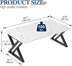 Load image into Gallery viewer, Coffee Table White Living Room Center Table, Simple Modern Faux Marble Rectangular Tea Table with Sturdy Black Metal Frame,Industrial Wooden Coffee Table for Bedroom Home Office