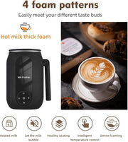 Milk Frother, 4 in 1 Electric Milk Steamer Warmer Foam Maker for Frothing and Heating Coffee, Latte, Macchiato, Cappuccino, Hot Chocolate (US Plug)