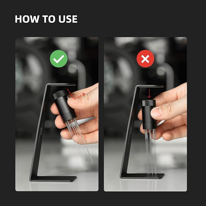 MHW-3BOMBER WDT Tool Espresso Distribution Tool with Magnetic Stand for Barista, Adjustable Range Coffee Needle Stirrer, 304 Stainless Steel 8 Needles 0.4mm with 6 Extra Needles, Black, T6126-OS