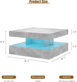 Load image into Gallery viewer, Grey LED Coffee Table for Living Room, Living Room Table 2-Tier Square Middle Center Table, Modern Coffee Tables with Storage, Contemporary Wood Tea Tables for Dining Reception