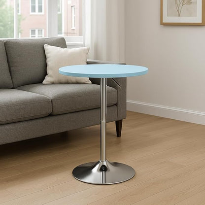 Magshion 23.5" Round Adjustable Height Bar Table, 27.5"-36" Range, 360° Swivel MDF Top Pub Table for Dining, Café, Cocktail, Blue