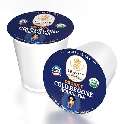 Organic Rooibos Tea Pods for Keurig with Lemon, Mint, Licorice - Unsweetened Decaf Tea for K Cup Brewing - Cold Be Gone by Teavity (12 Tea Pods)