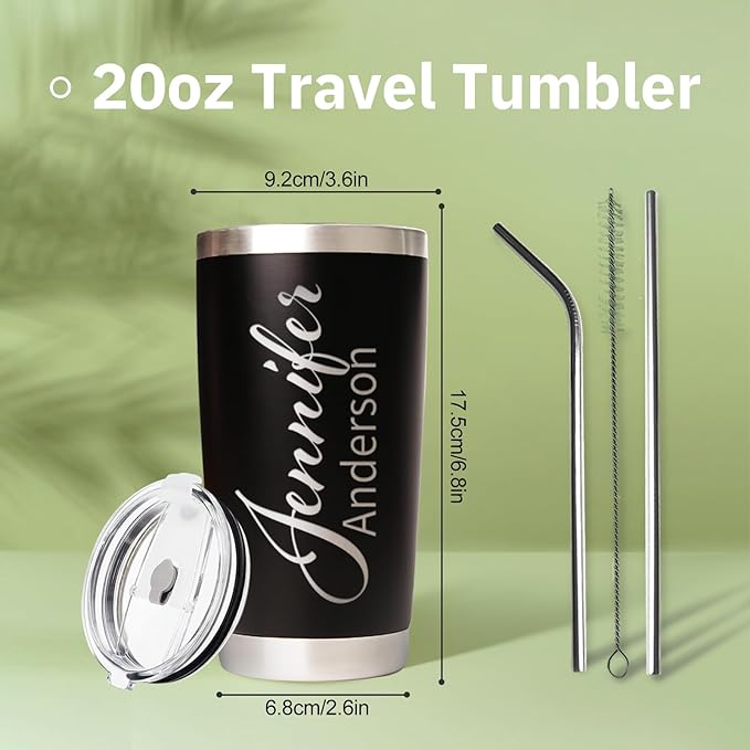 Personalized Tumbler with Pictures Text Name, Custom Double Wall Insulated Tumbler, 20oz Coffee cups with lid and straw, Personalized Christma Birthday Gifts for Women Men (made in USA)