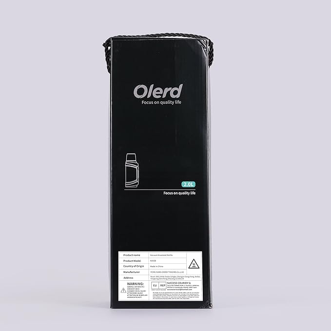 Large Thermosflask- 64oz Stainless Steel Insulated Bottle for Travel with BPA Free Cup - 2.0L Oversized Vacuum Insulated Thermoses with Handle and Strap for Hot & Cold Drinks(Black)