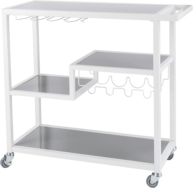 Holly & Martin Zephs Bar Cart White - Stylish Bar Cart for Home - Utility Carts with Wheels