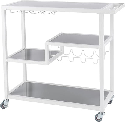 Holly & Martin Zephs Bar Cart White - Stylish Bar Cart for Home - Utility Carts with Wheels