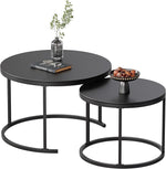 Load image into Gallery viewer, Round Nesting Coffee Table, Black Modern Decorative Coffee Center Table Set of 2, Sintered Stone Coffee Table for Living Room with Sturdy Metal Frame.