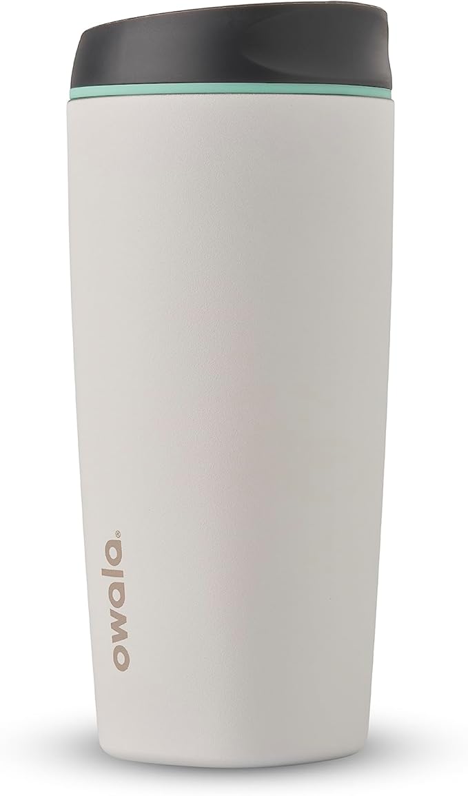Owala SmoothSip Insulated Stainless Steel Coffee Tumbler, Reusable Iced Coffee Cup, Hot Coffee Travel Mug, BPA Free 20 oz, Gray (Cloudscape)