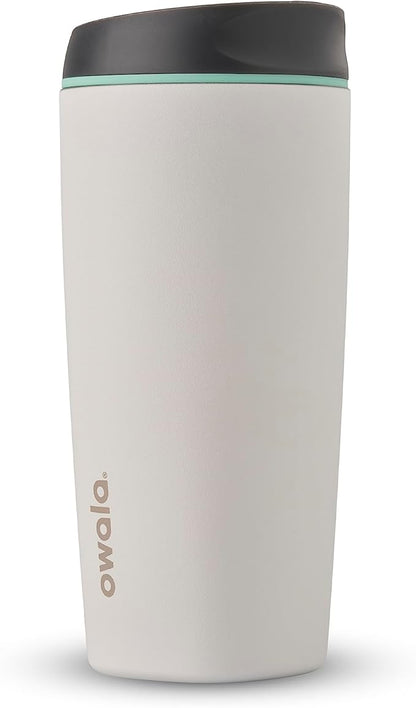 Owala SmoothSip Insulated Stainless Steel Coffee Tumbler, Reusable Iced Coffee Cup, Hot Coffee Travel Mug, BPA Free 20 oz, Gray (Cloudscape)