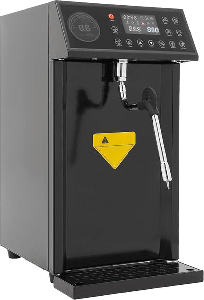 8L Commercial Milk Frother, 110V 1300W Electric Milk Steamer, Full-Automatic Steam Boiling Water Frothing Machine with 5 Adjustable Temperature, Milk Foam Maker for Coffee Tea Shop Hotel(Black)