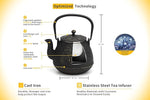 Load image into Gallery viewer, Tea Kettle, Toptier Japanese Cast Iron Tea Kettle for Stove Top, Stovetop Safe Cast Iron Teapot with Infusers for Loose Tea, 40 Ounce (1200 ml), Black