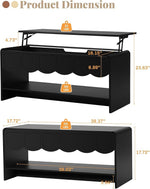 Load image into Gallery viewer, Lift Top Coffee Table with Hidden Compartment, 2 Tier Wooden Center Table with Wave Panel, Modern Lift Tabletop for Home Living Room Office, Black