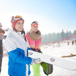 Load image into Gallery viewer, 4 Person shot ski Board 57'' x 3.9'' Vintage Wooden Board with 50 Plastic Shot Glasses and 1 Marker Pen Rustic Retro Ski for Gathering Birthday Party Wedding(White)