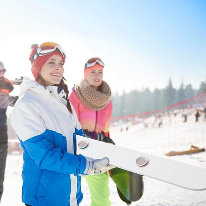 4 Person shot ski Board 57'' x 3.9'' Vintage Wooden Board with 50 Plastic Shot Glasses and 1 Marker Pen Rustic Retro Ski for Gathering Birthday Party Wedding(White)