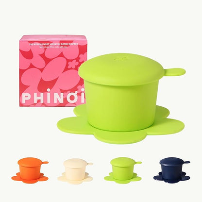 [Holiday Gift] Vietnamese Phin Filter, Plastic Reusable Pour Over Coffee Dripper, Single Cup Coffee Filter with Flower Design for Manual Brewing, Gift for Christmas Thankgiving (Lime Neon)